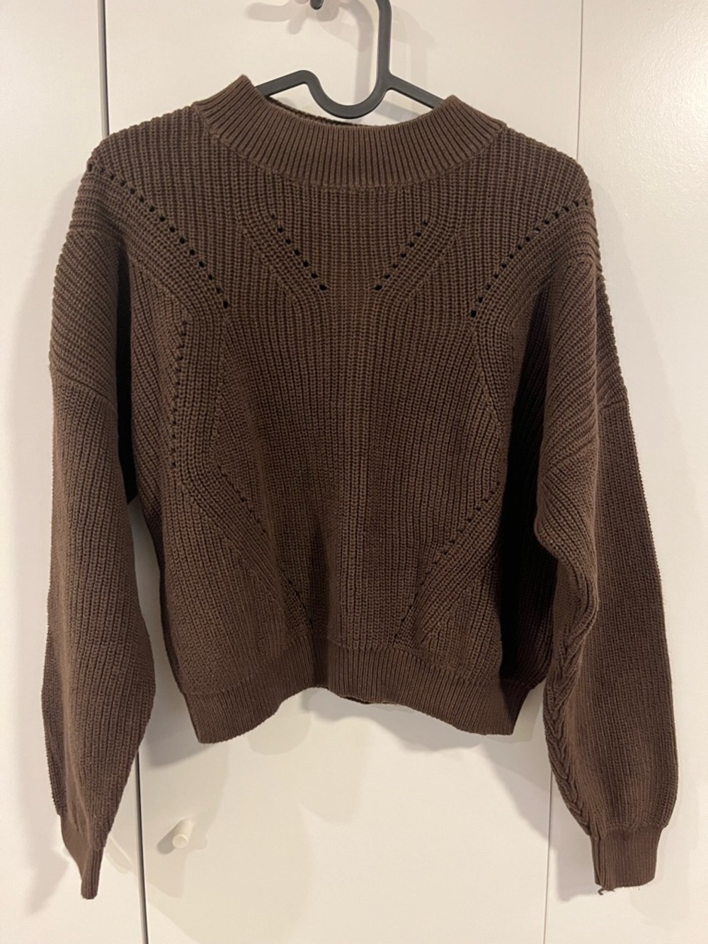 H&M Brown Textured Crewneck Sweater
